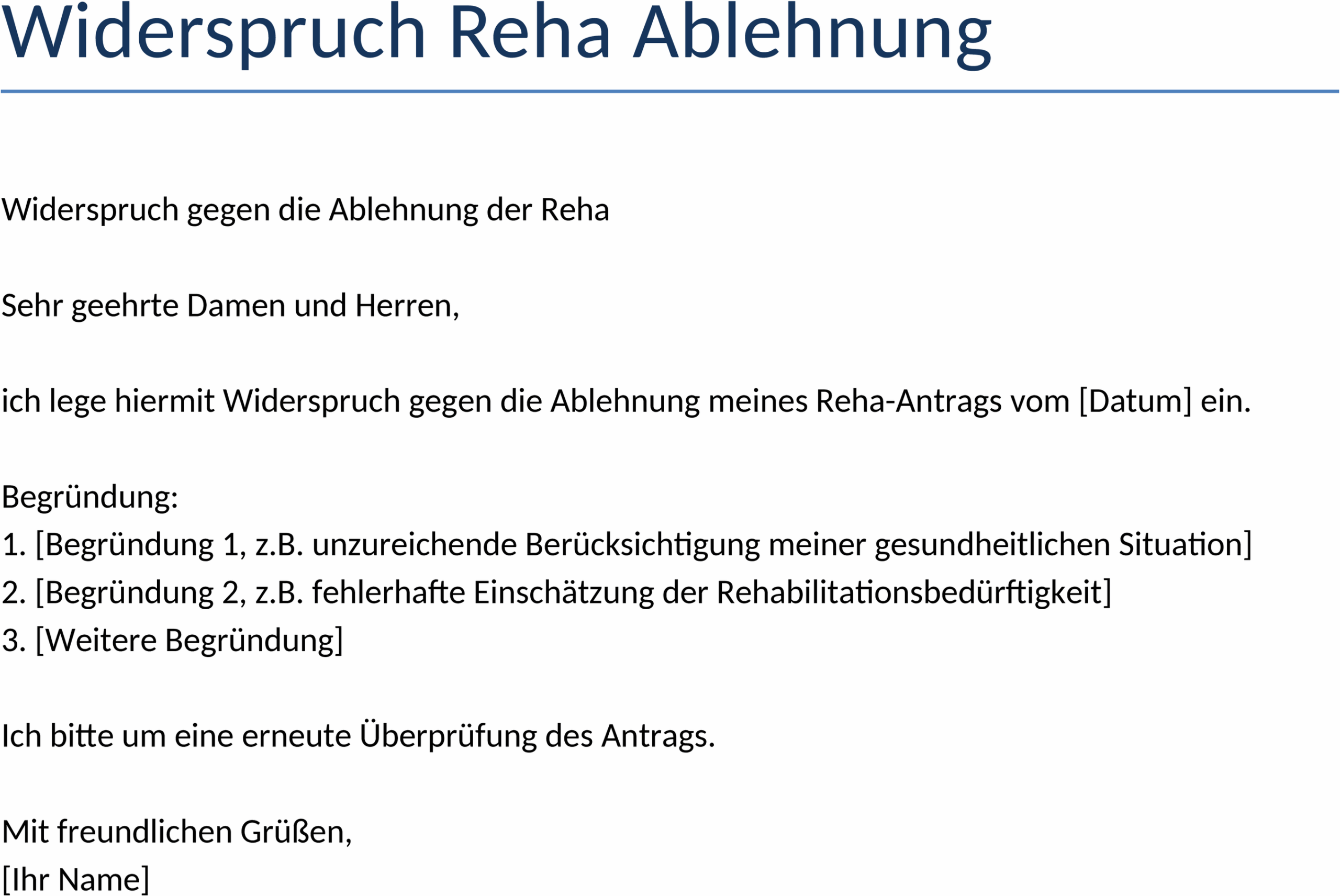 Widerspruch-Vorlage für Reha-Ablehnung im Word-Format