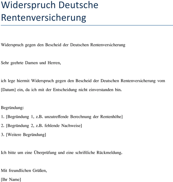 widerspruch-vorlage-deutsche-rentenversicherung