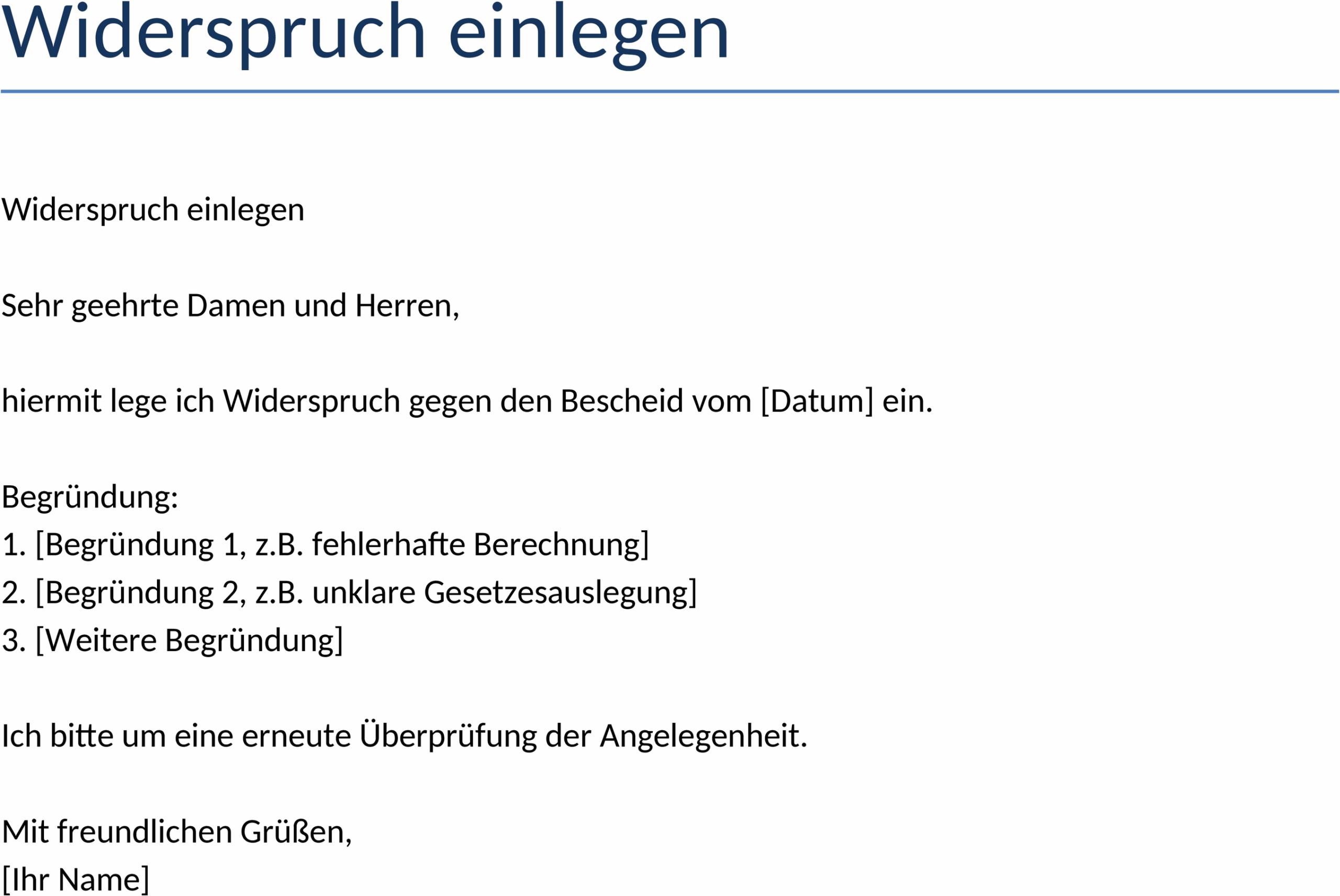 Widerspruch Vorlage Word