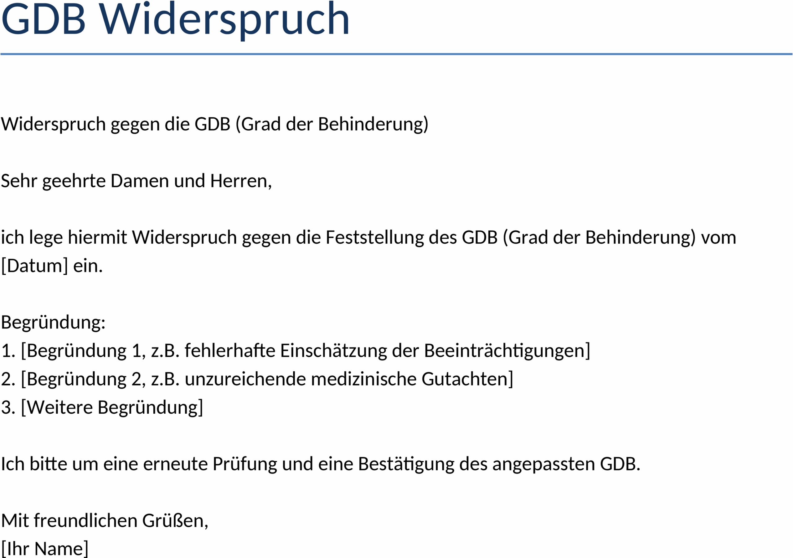 Widerspruch Word-Dokument Vorlage