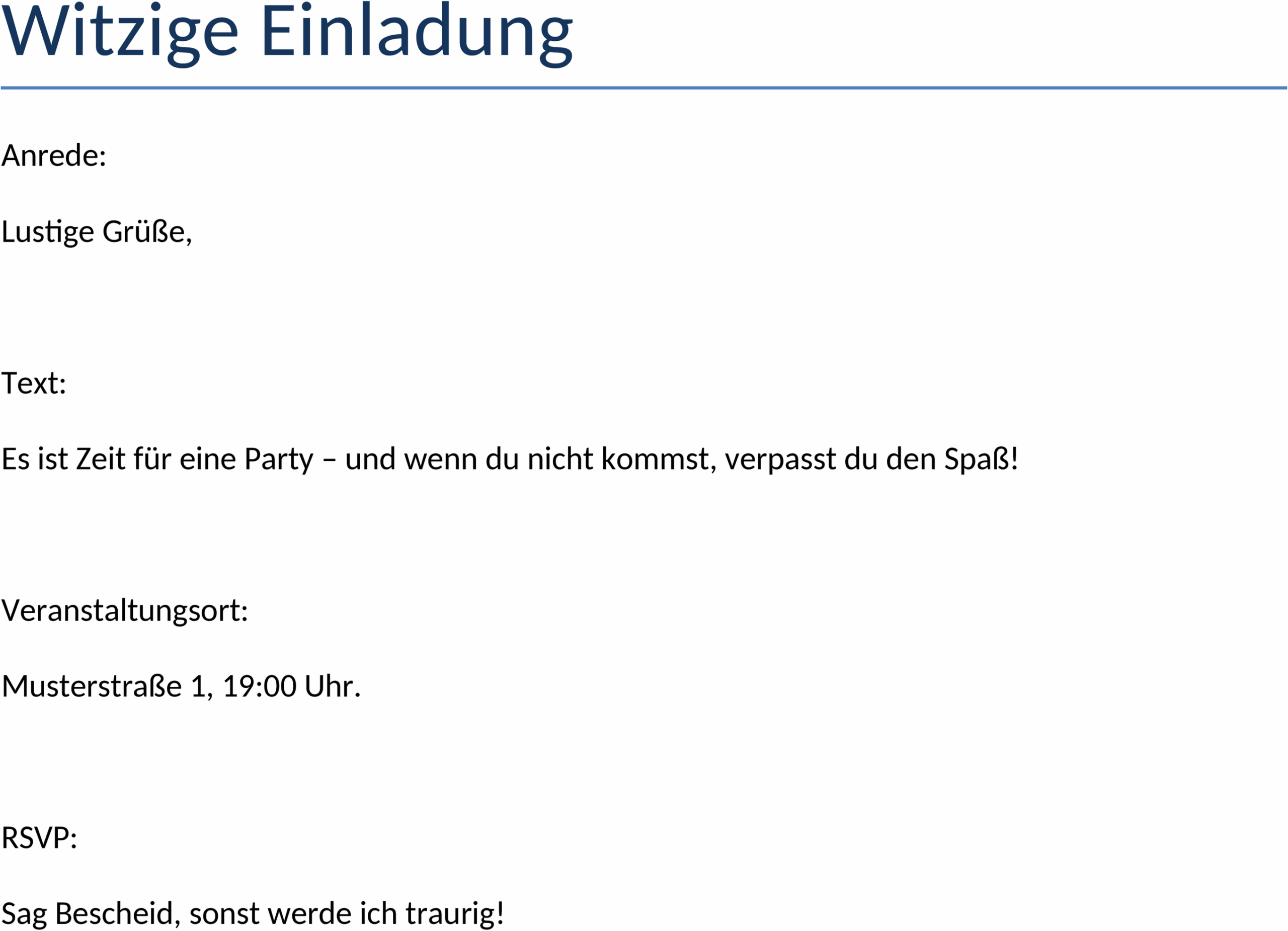 Witzige Einladungsvorlage im Word-Format