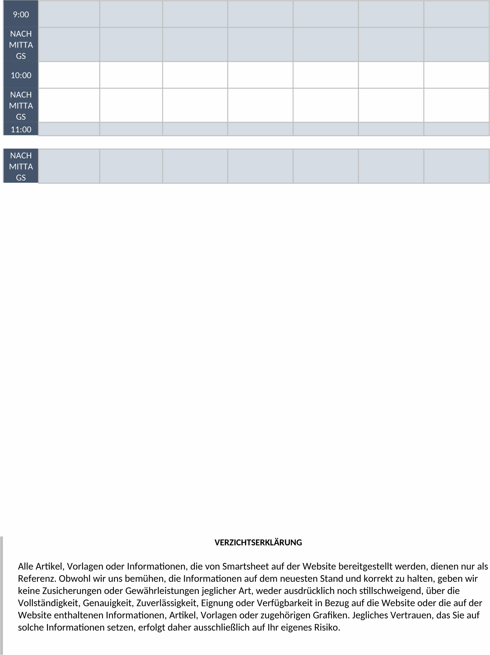 Wochenplan-Vorlage als Word-Dokument