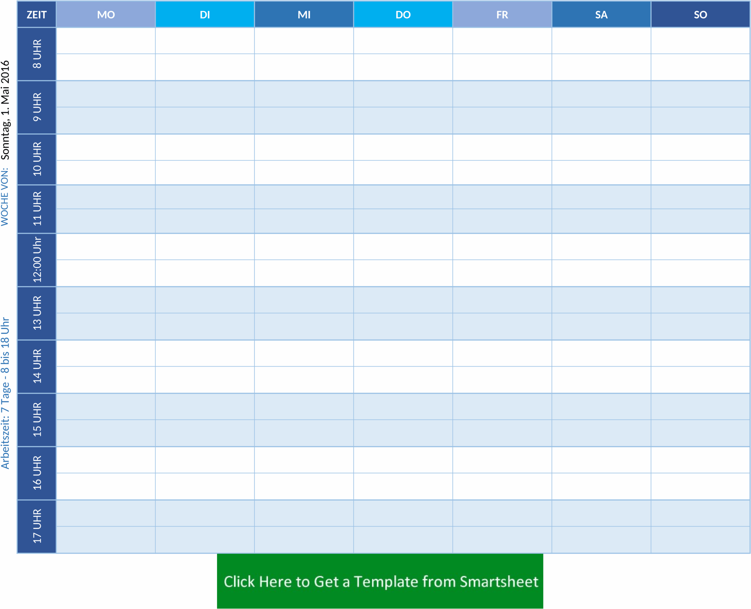 Wochenplan-Vorlage Montag bis Sonntag als Word