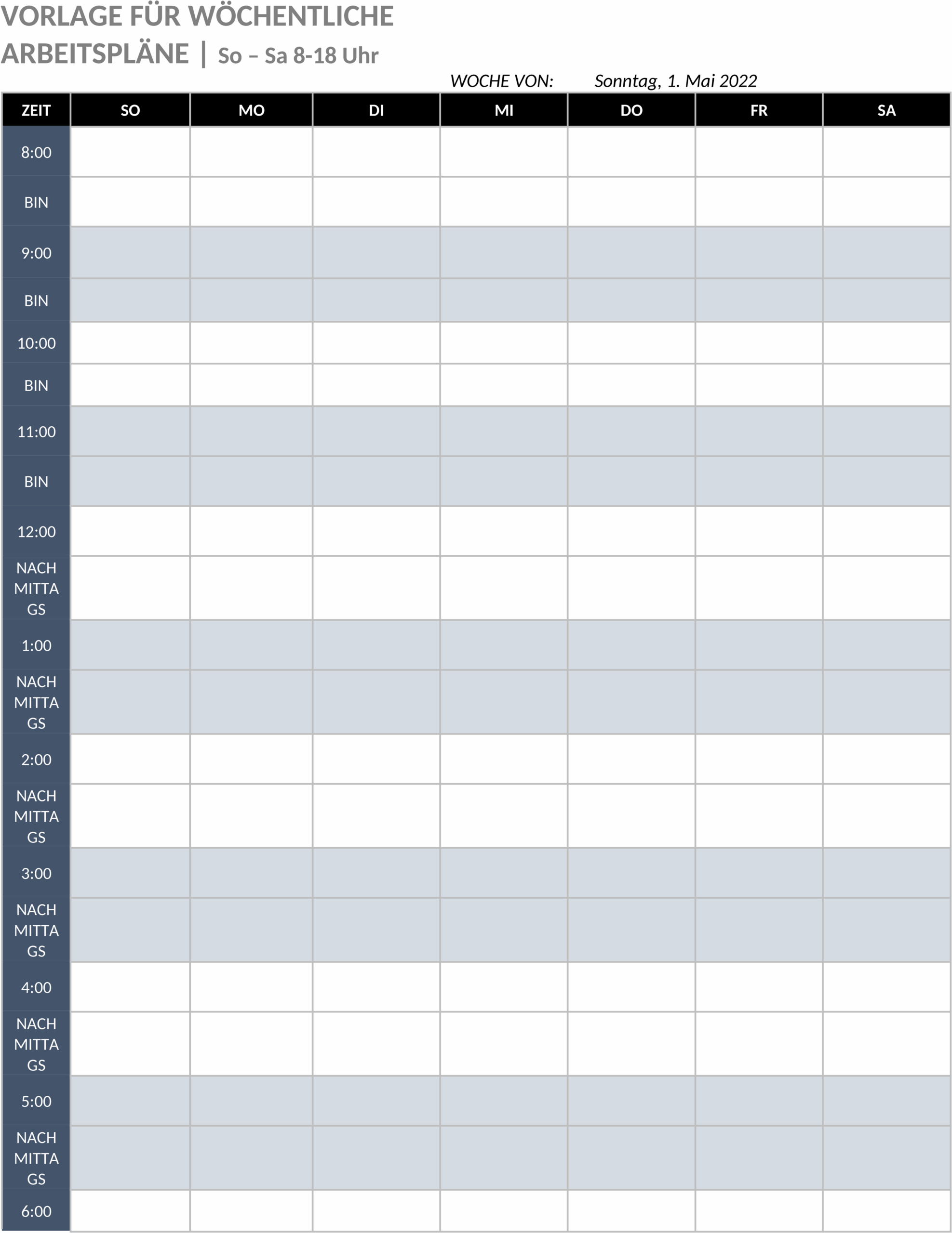 Wochenplaner Word Template