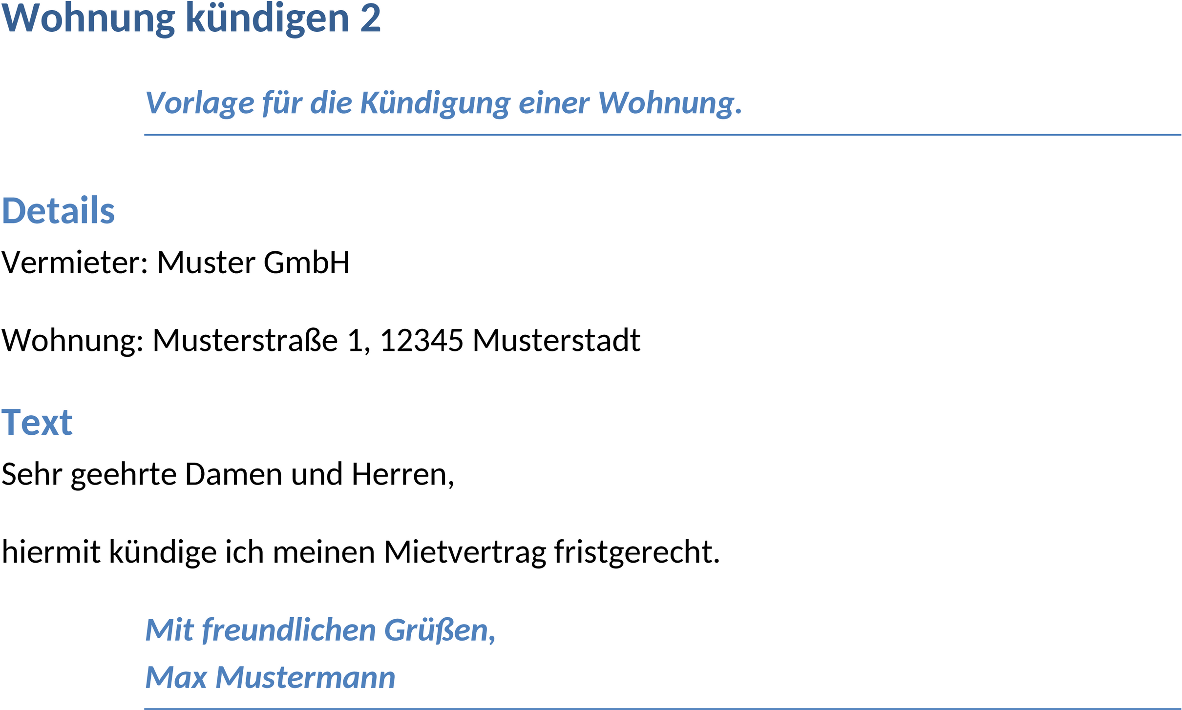 Word-Vorlage zur Wohnungskündigung