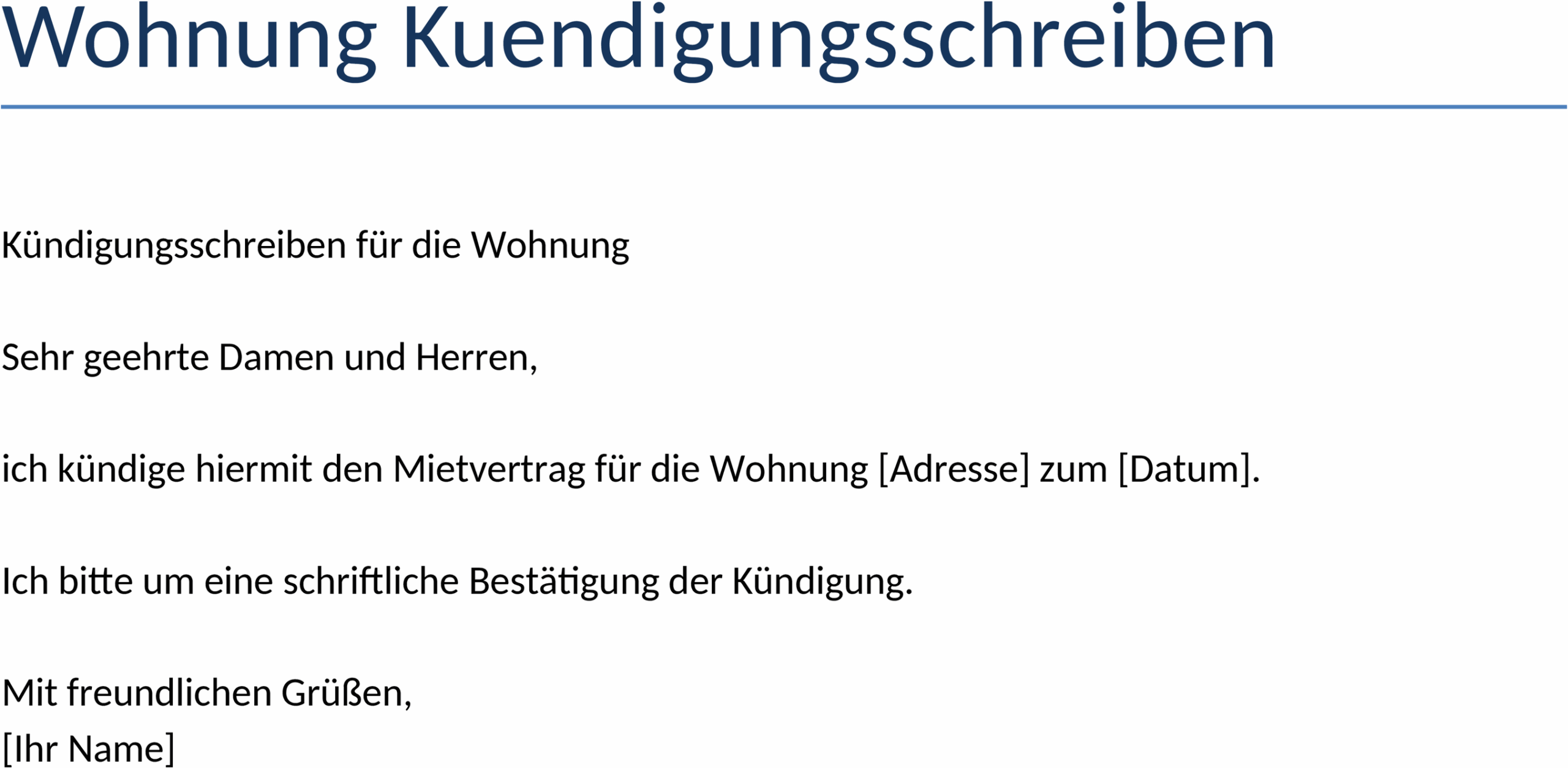 Word-Vorlage für Wohnungskündigungsschreiben