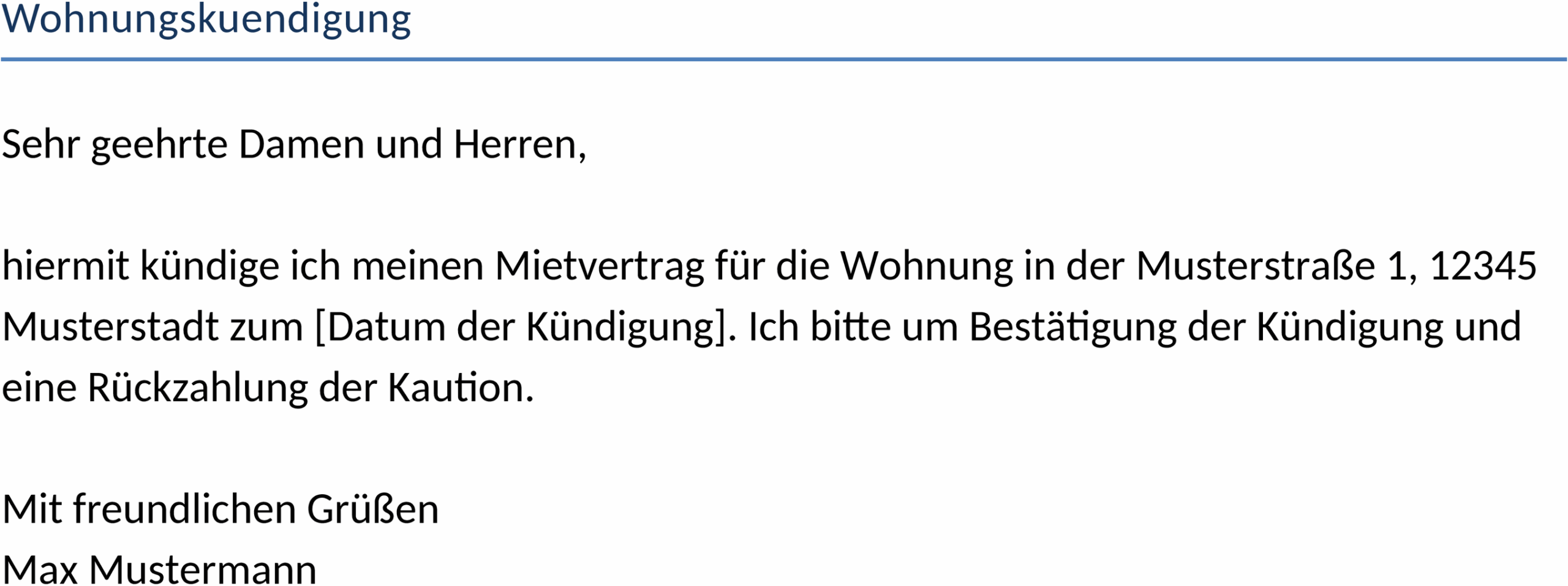 Wohnungskuendigung Vorlage in Word Format
