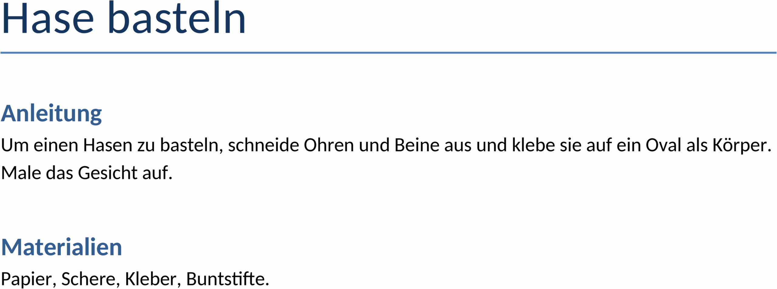 Word Bastelvorlage: Hase basteln