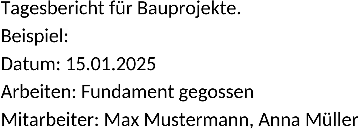 Word Bau-Tagesbericht Vorlage