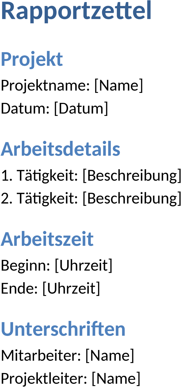 Word-Berichtsvorlage-Rapportzettel