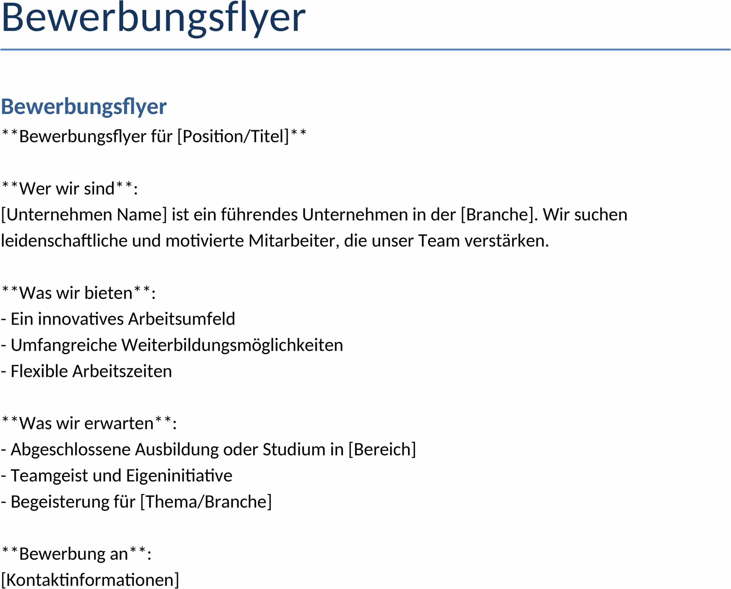 Word Bewerbungsflyer Vorlage
