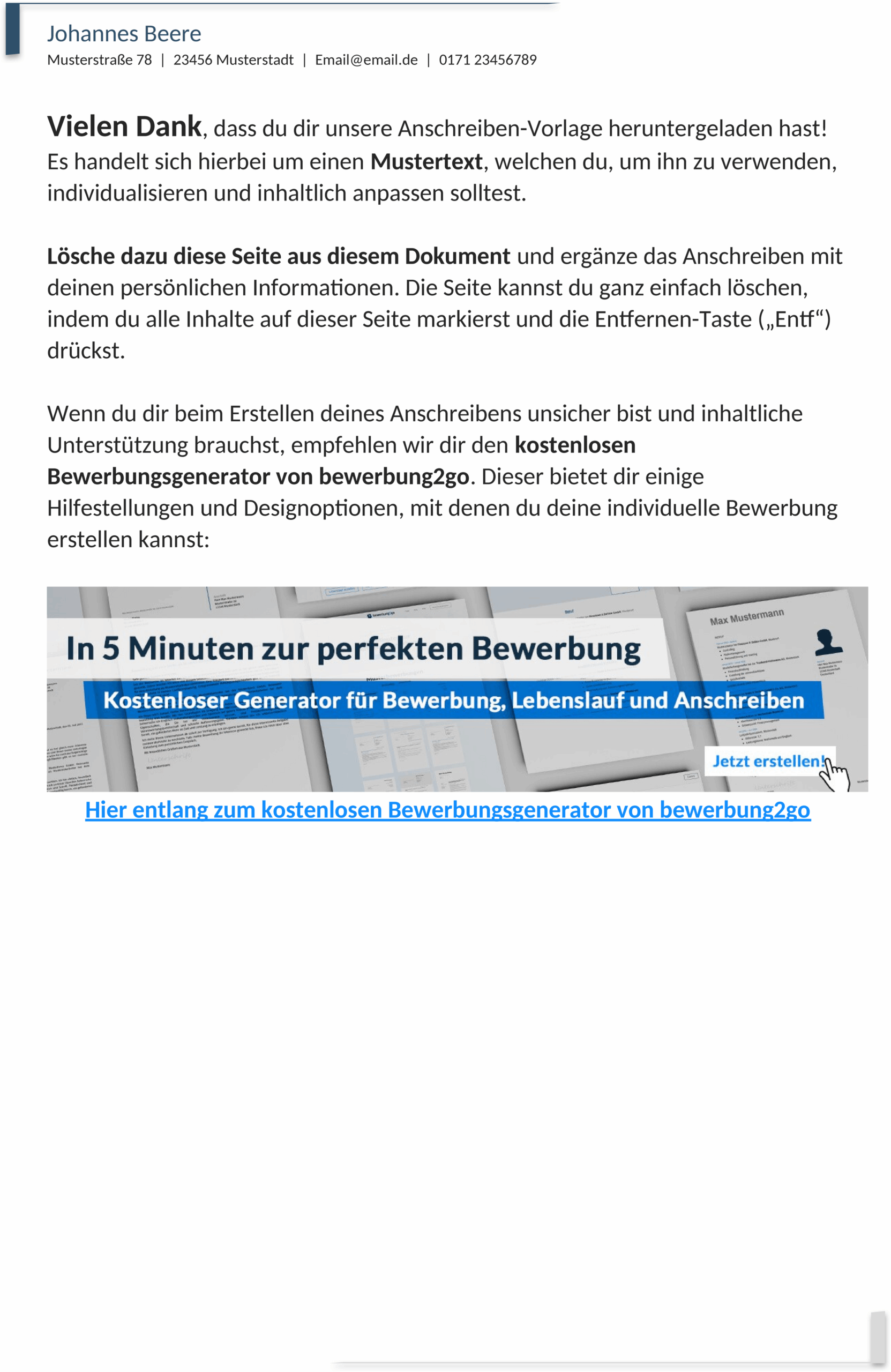 Word Bewerbungsschreiben Vorlage Strukturiert
