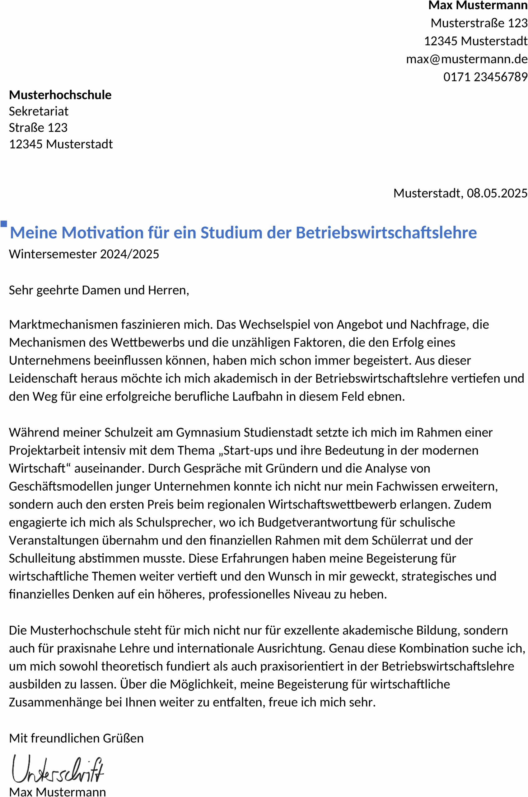 Word Bewerbungsvorlage Consultant Studium