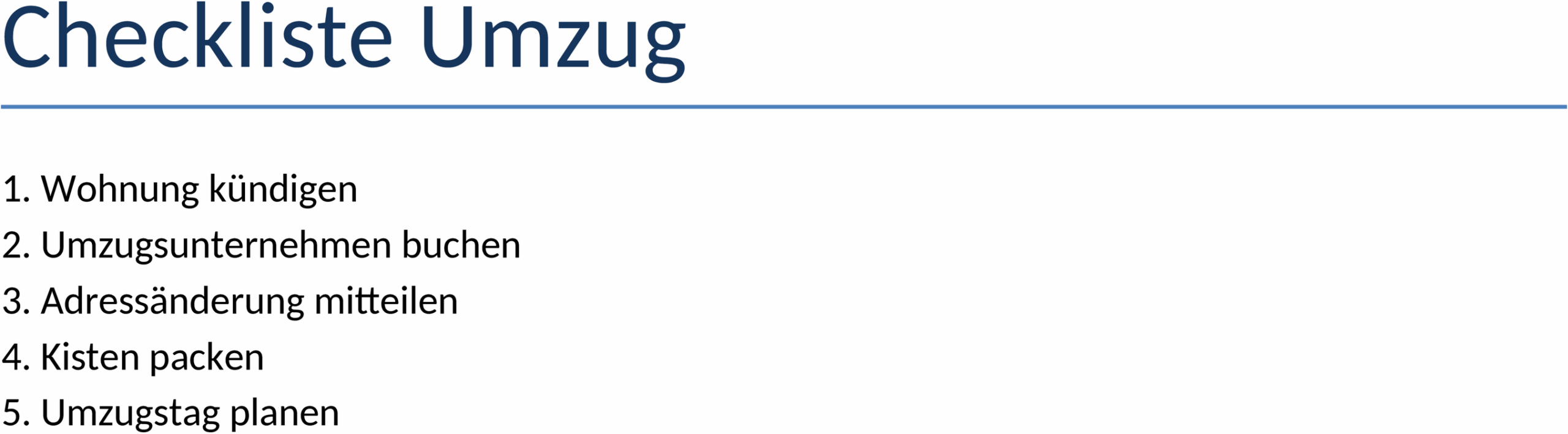 Word-Checkliste Umzug