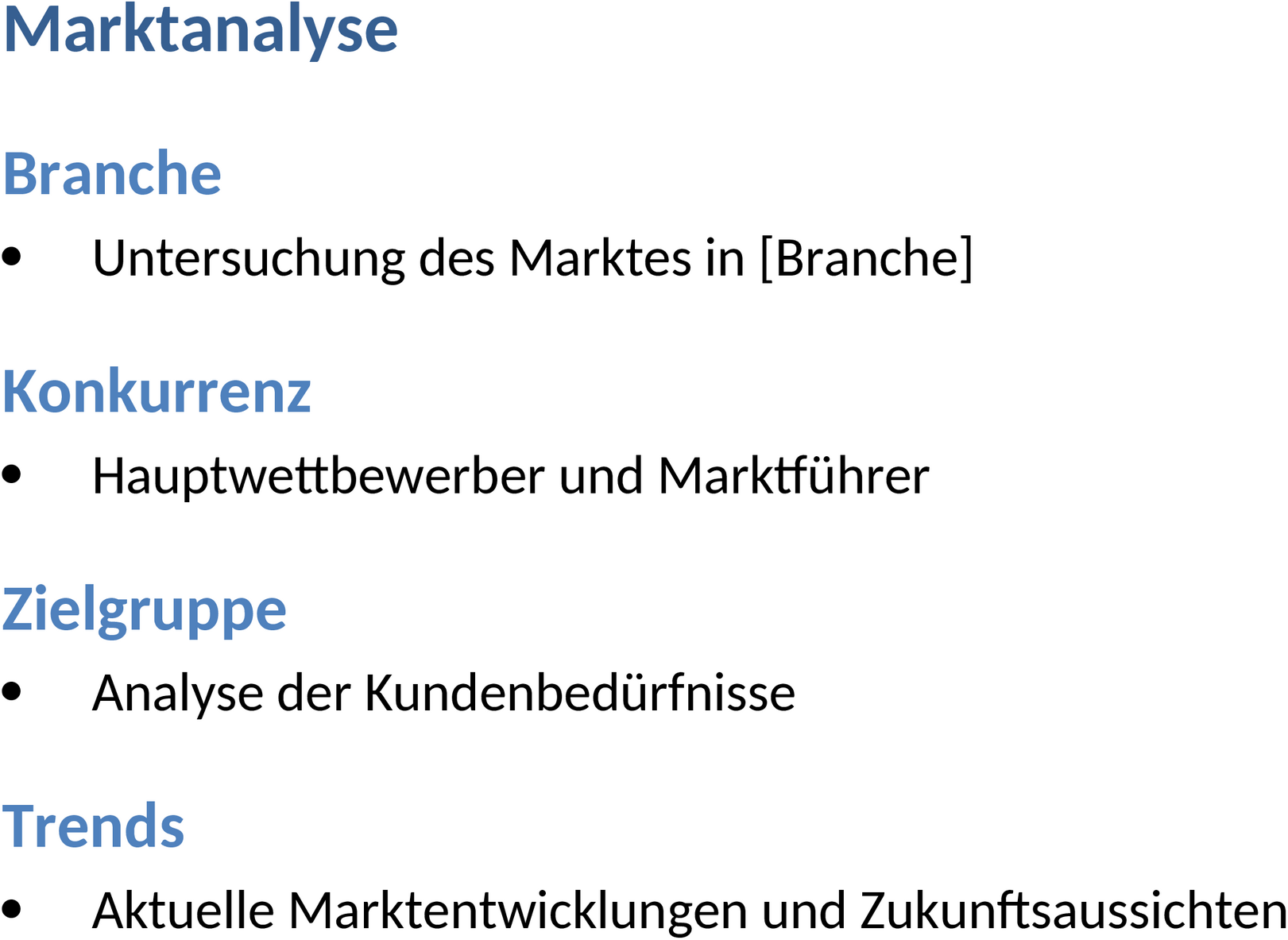 Word-Datei Marktanalyse Vorlage