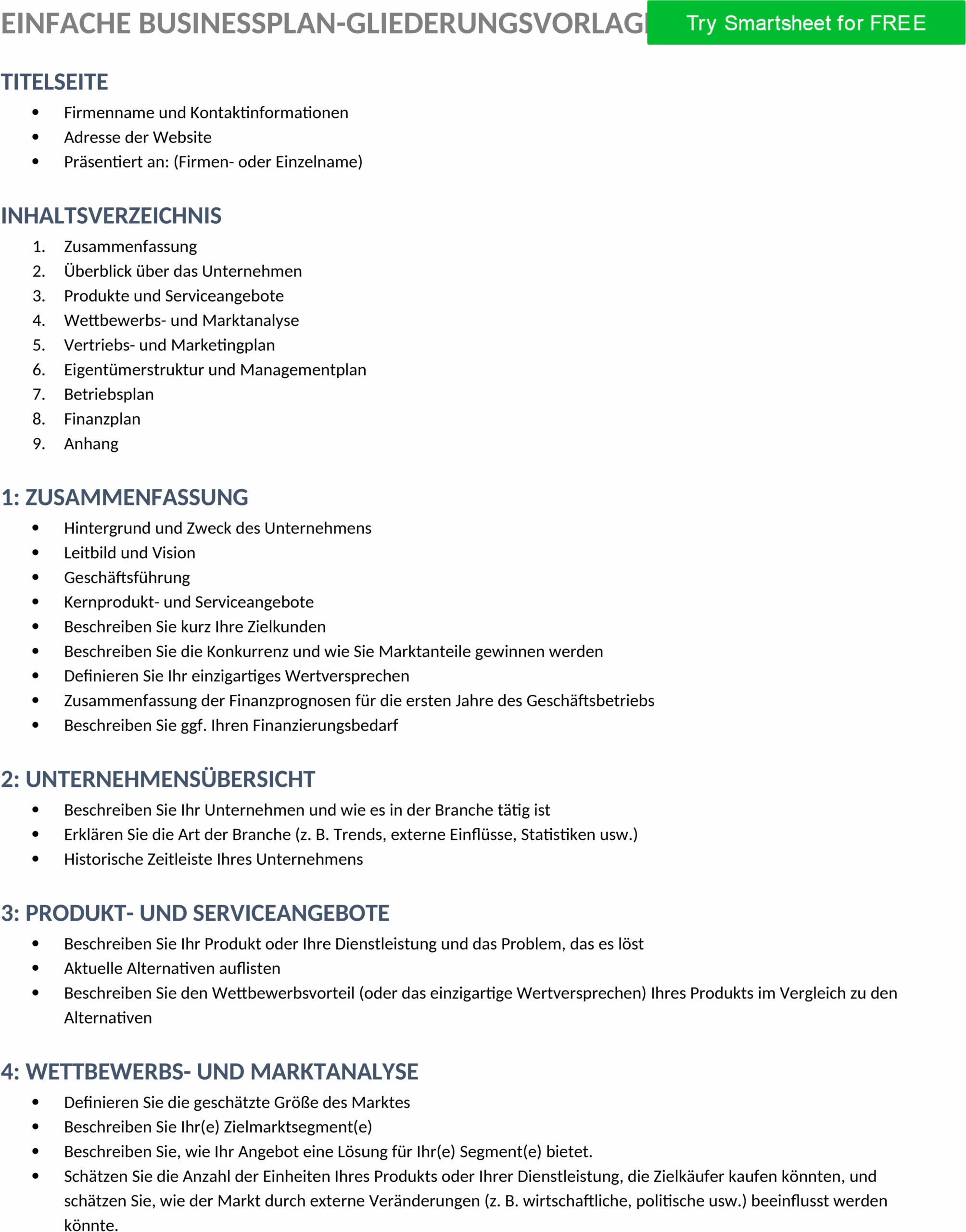 Word-Dateivorlage: Simpler Businessplan