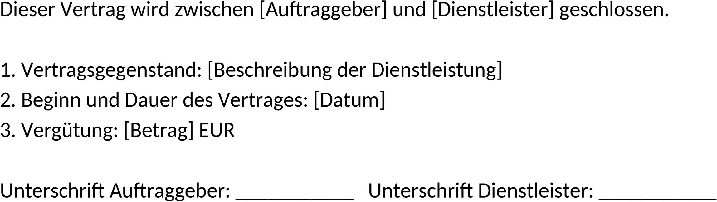 Word-Dienstleistungsvertrag für klare Vereinbarungen