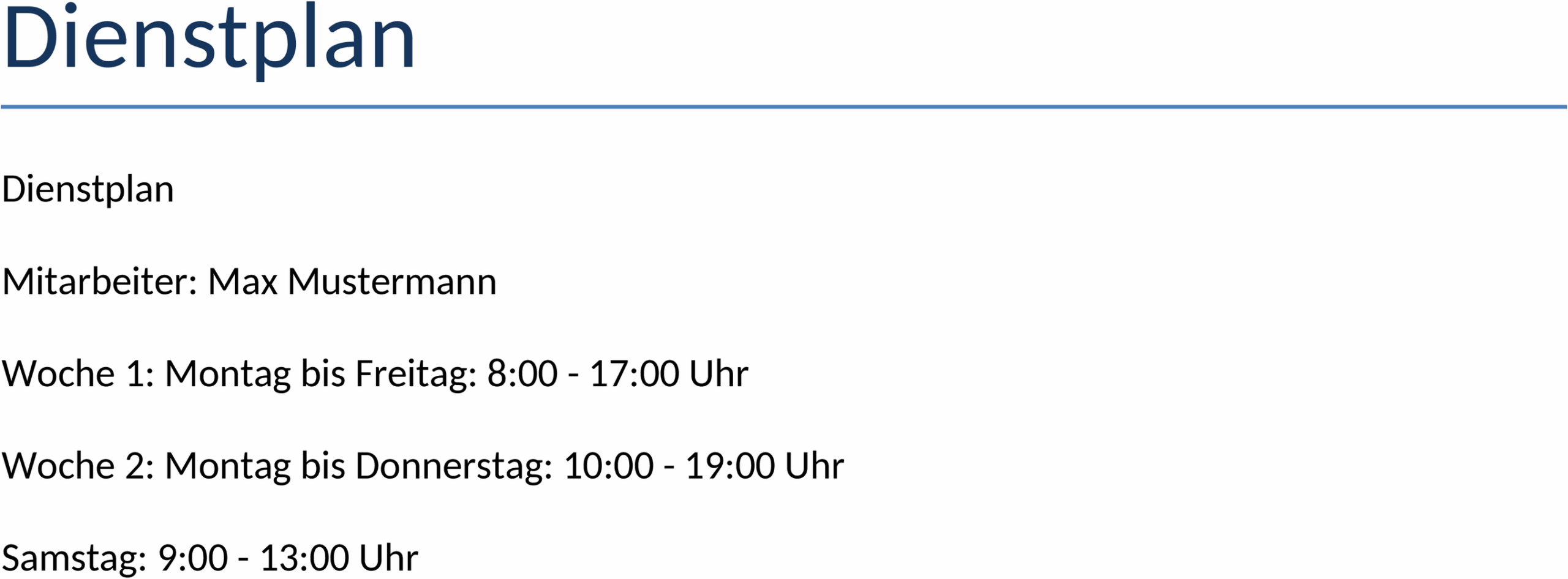 Word-Dienstplan für effiziente Arbeitszeitplanung