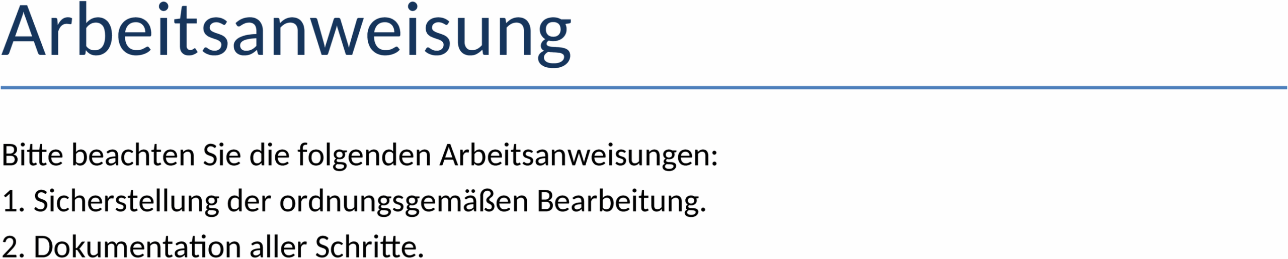 Word-Dokument für Arbeitsanweisungen