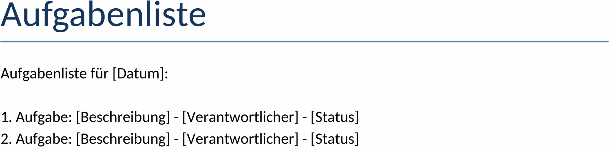 Word-Dokument Aufgabenliste Vorlage
