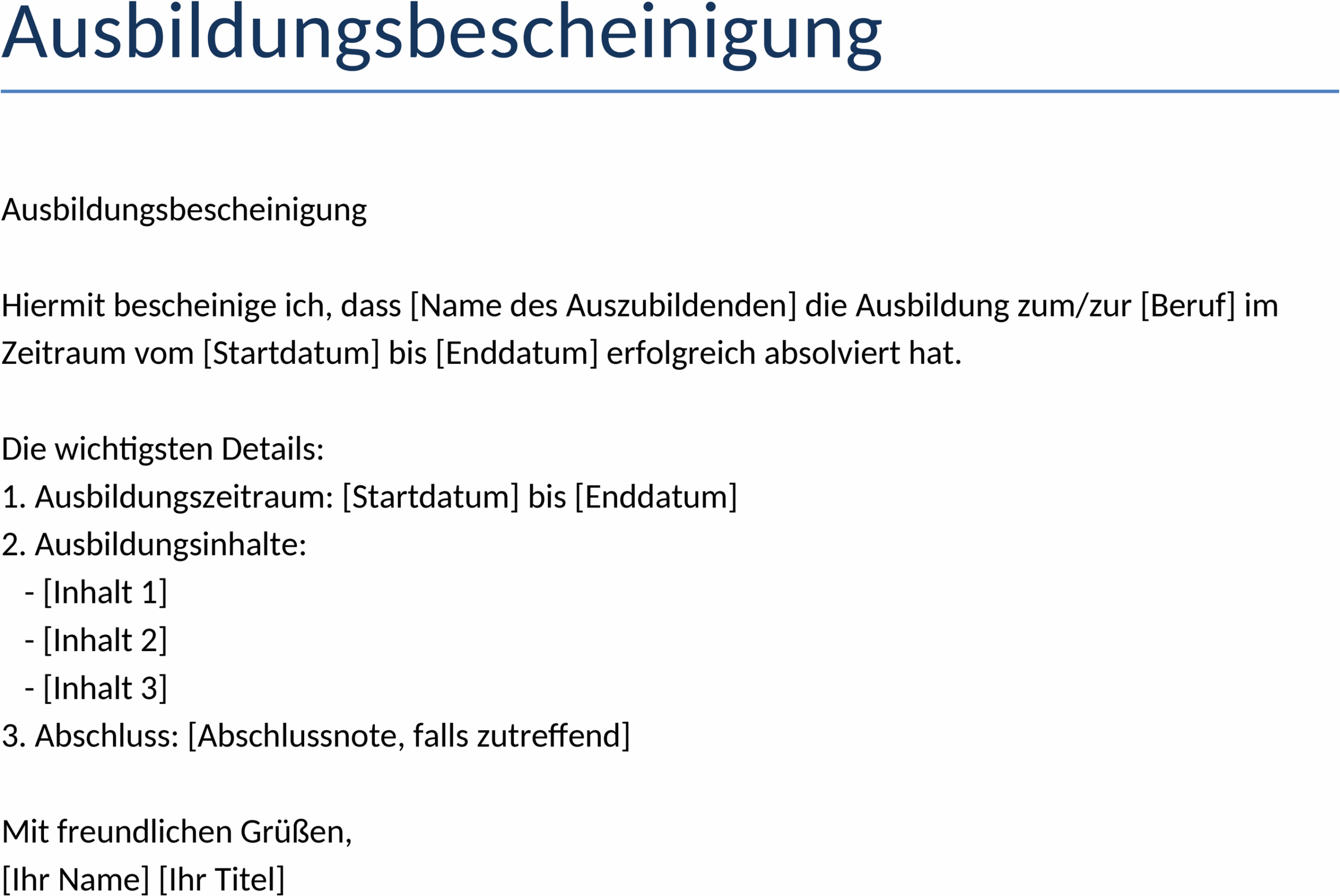 Word-Dokument: Ausbildungsbescheinigung