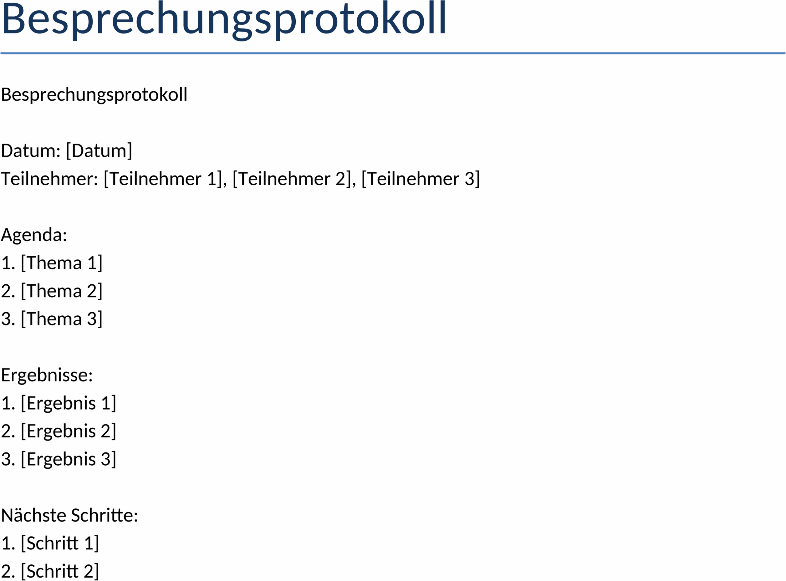 Word-Dokument Besprechungsprotokoll