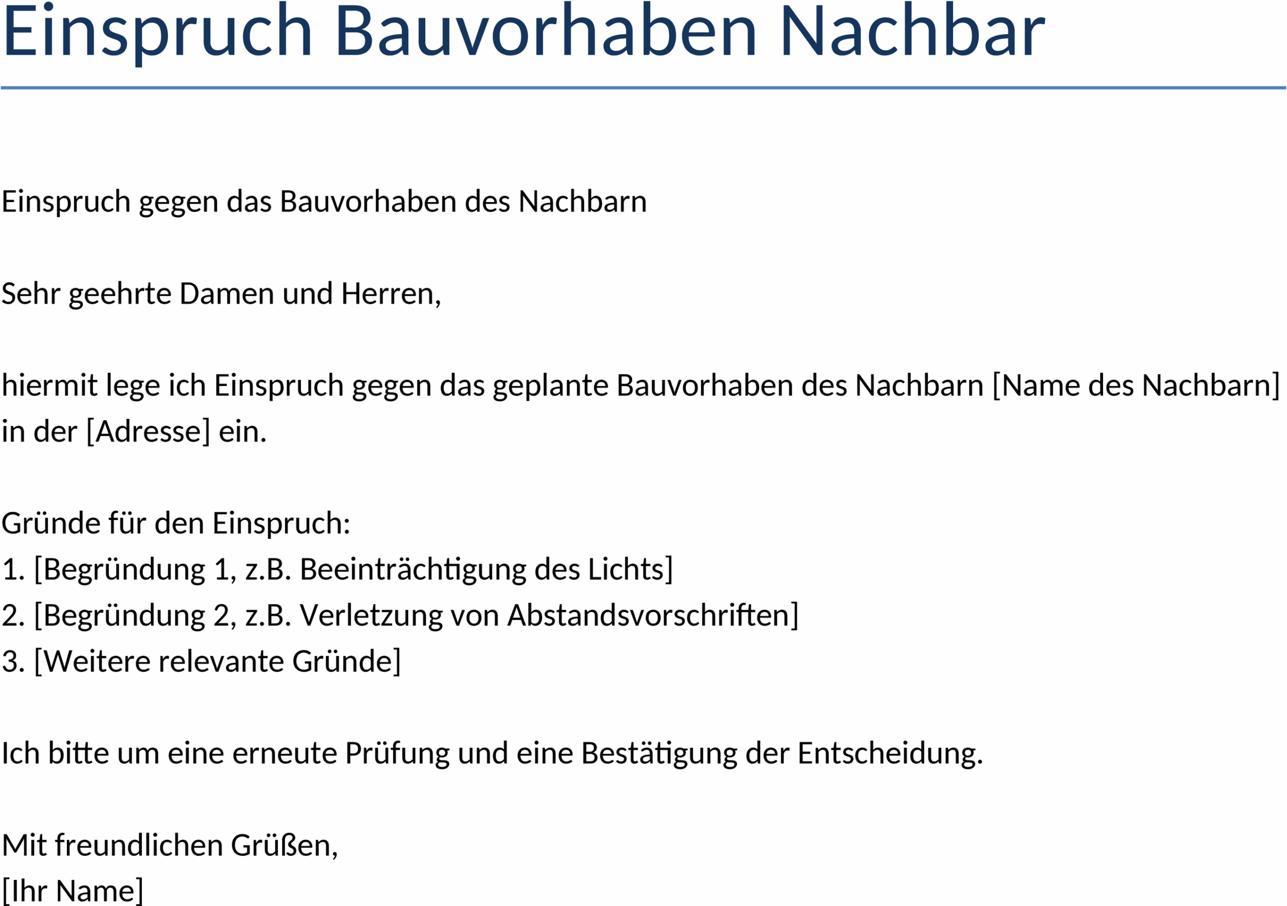 Word-Dokument Einspruch Bauvorhaben Nachbar