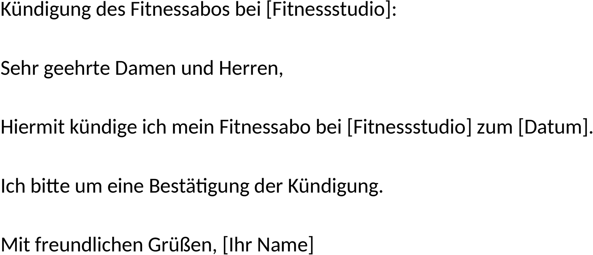 Word-Dokument für Fitnessstudio-Kündigungen