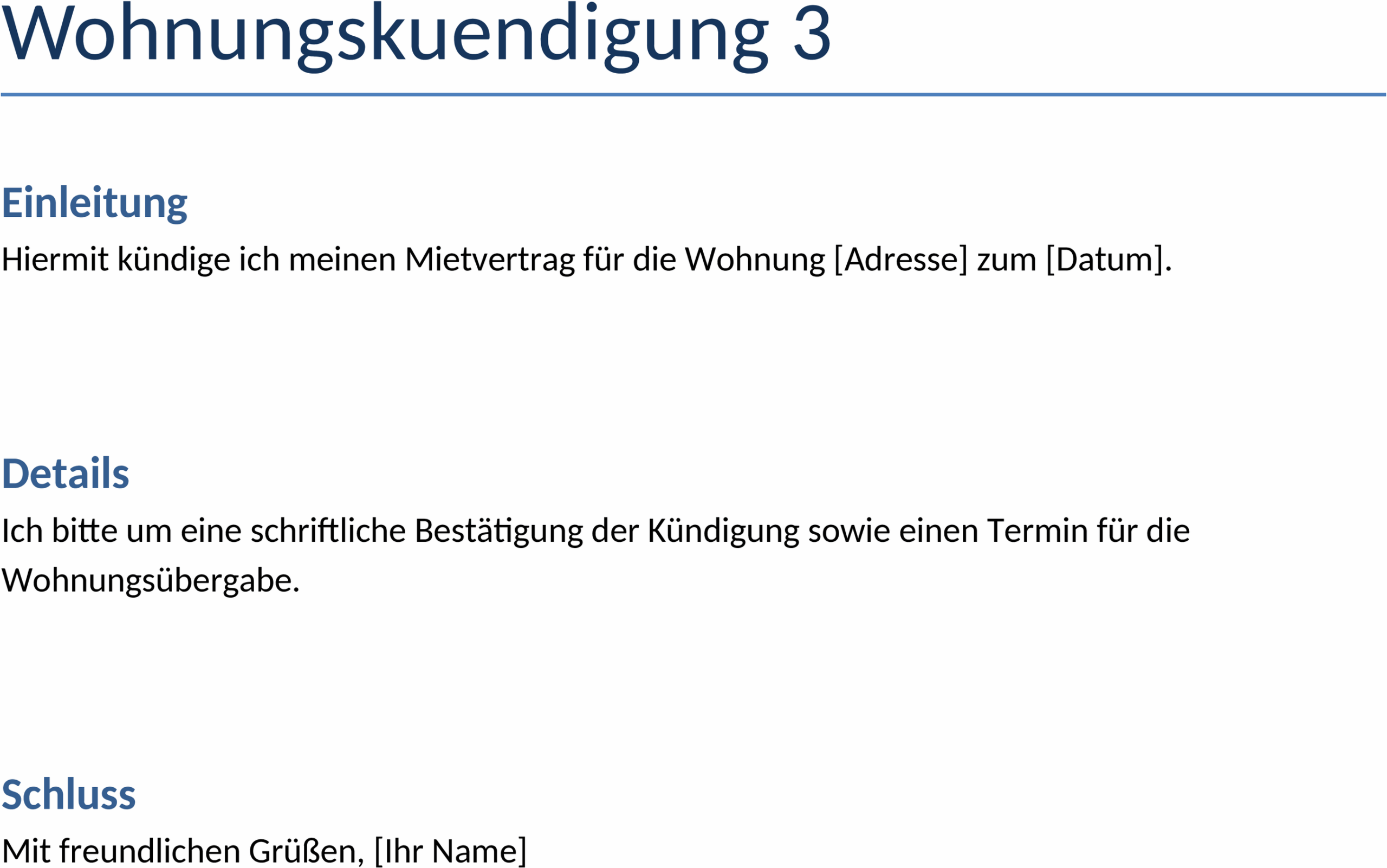 Word-Dokument für Wohnungskündigung