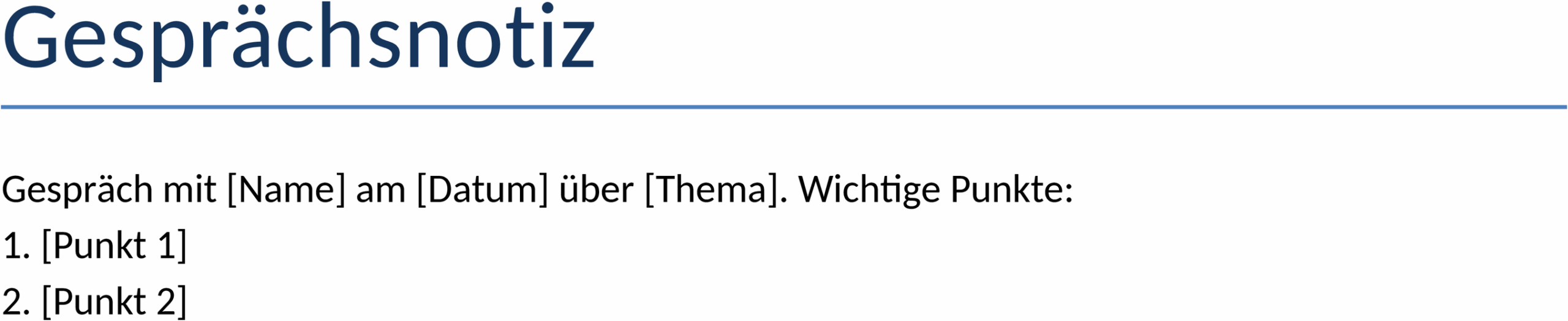 Word-Dokument Gesprächsnotiz für effektive Kommunikation