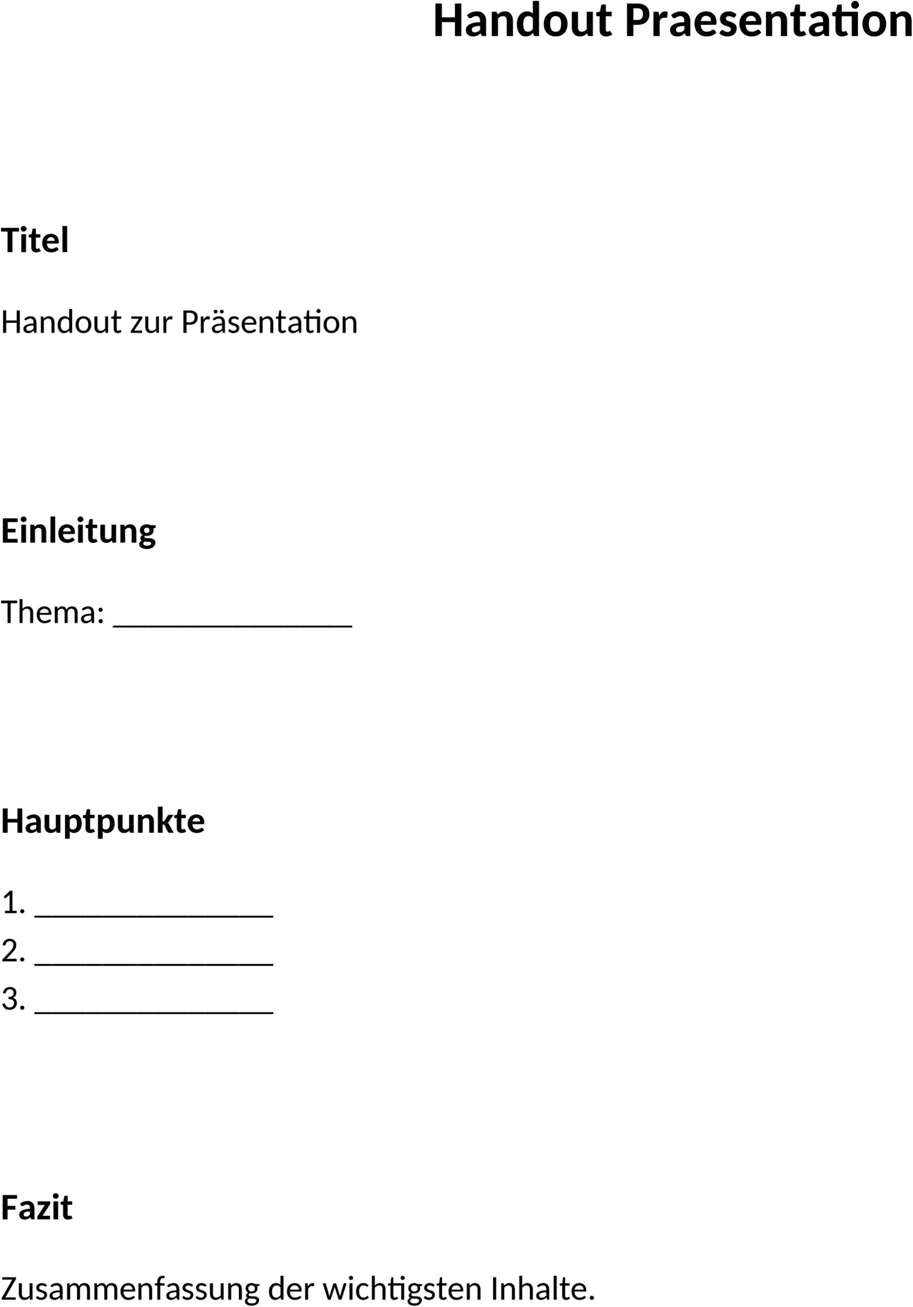Word-Dokument Handout-Praesentation