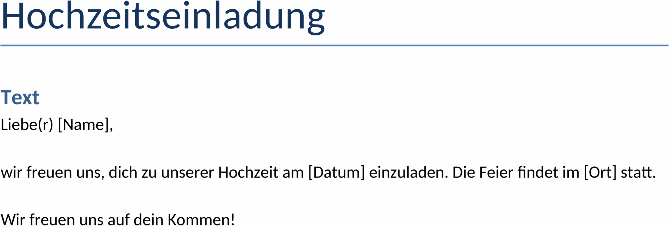 Word-Dokument Hochzeitseinladung