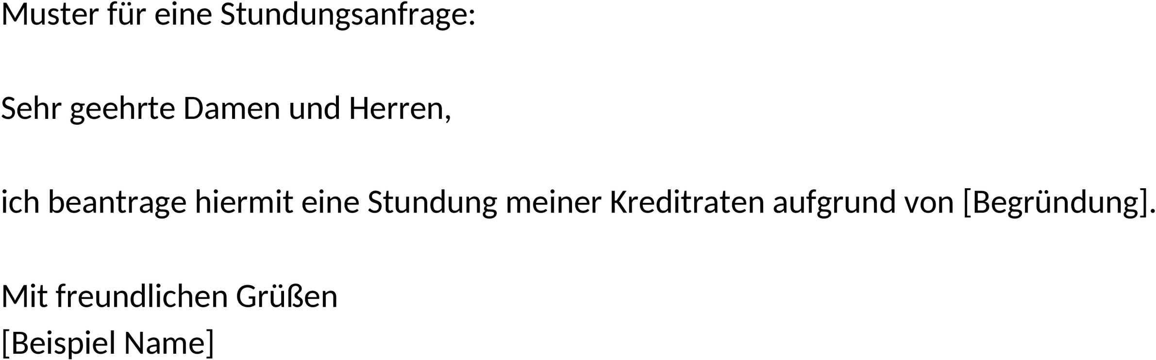 Word Dokument Kredit Stundung
