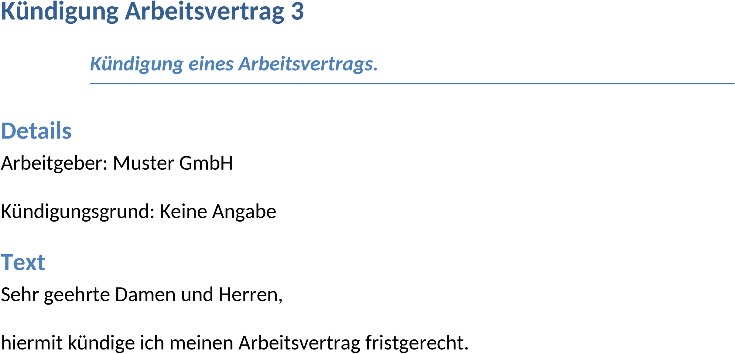 Word-Dokument zur Kündigung des Arbeitsvertrags