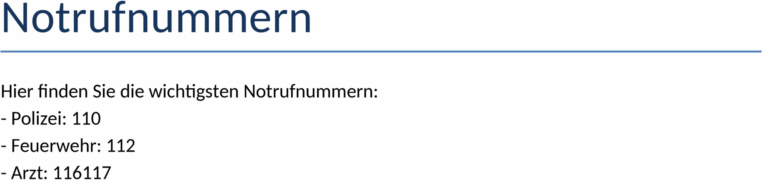 Word-Dokument Notrufnummern