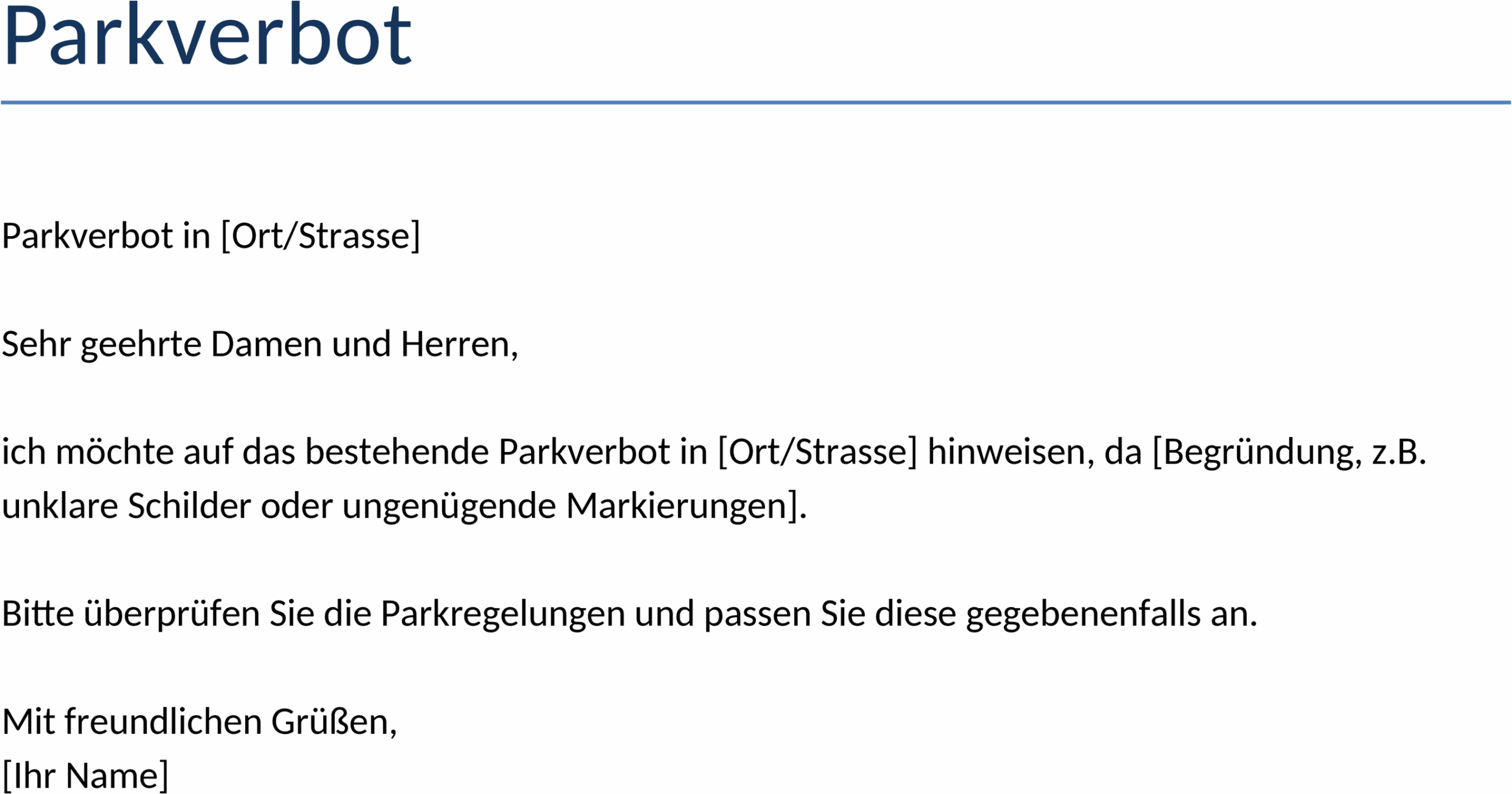Word-Dokument Parkverbotsschild