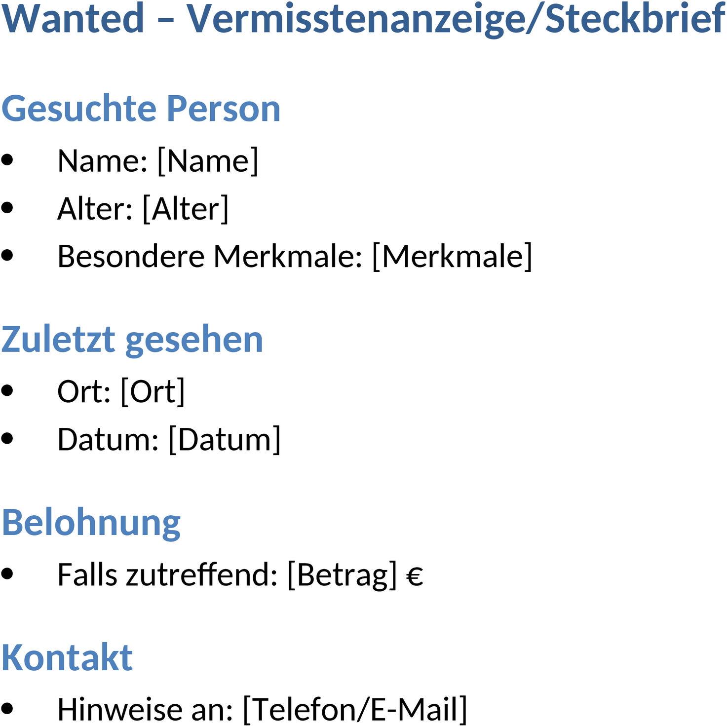 Word-Dokument für Protokolle