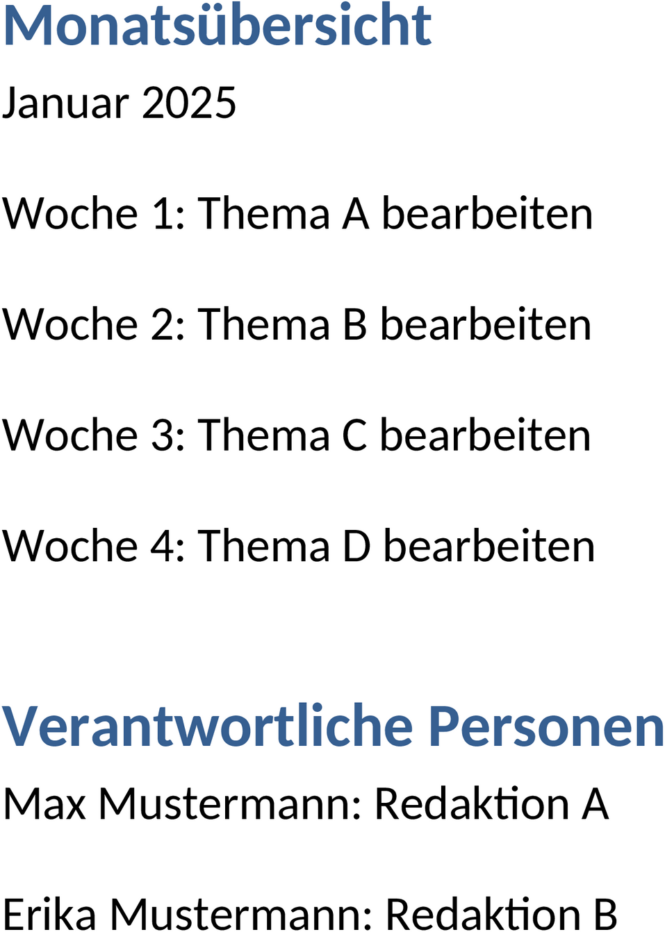 Word-Dokument Redaktionsplan