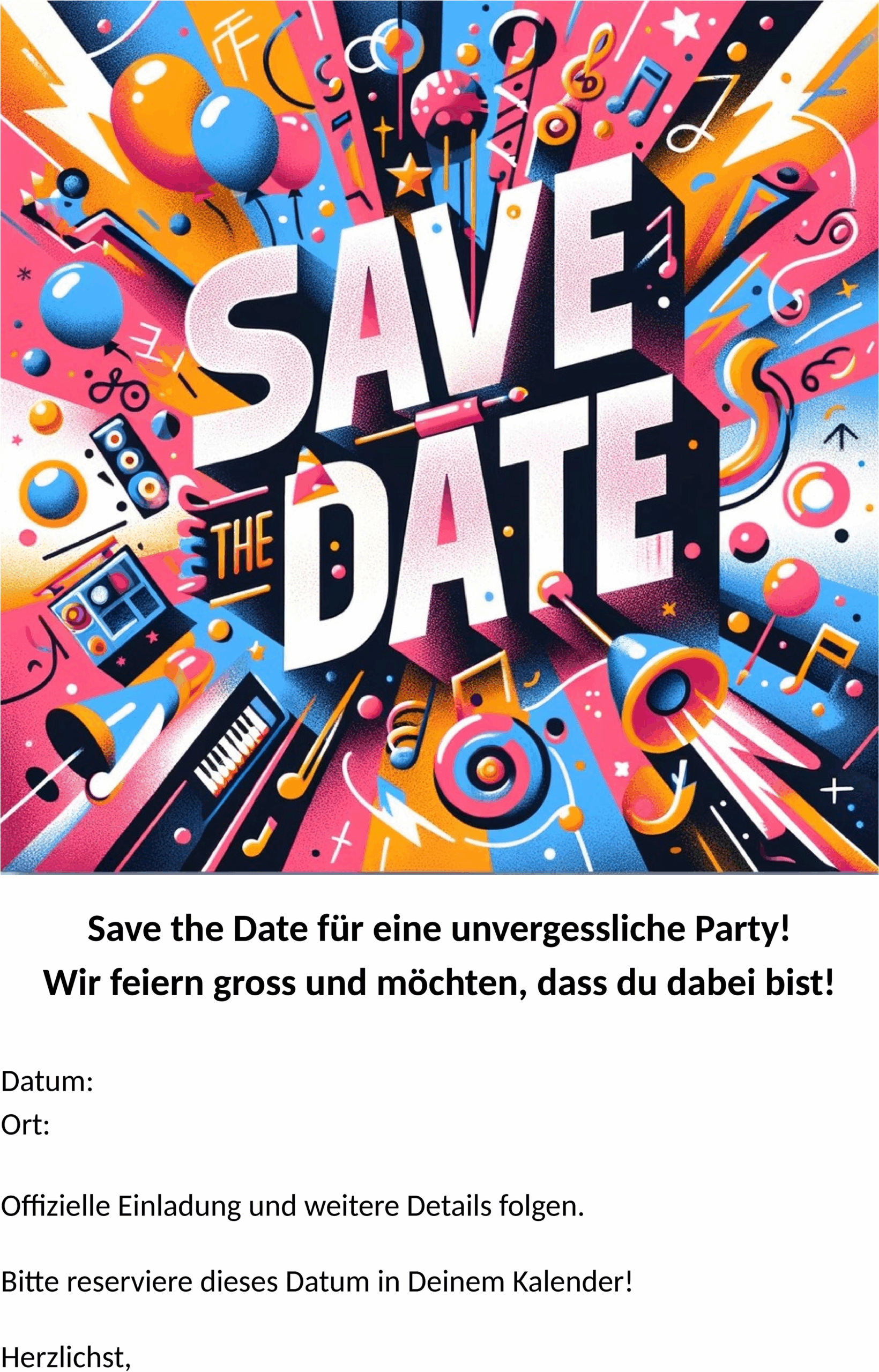 Word-Dokument Save the Date Vorlage für Party