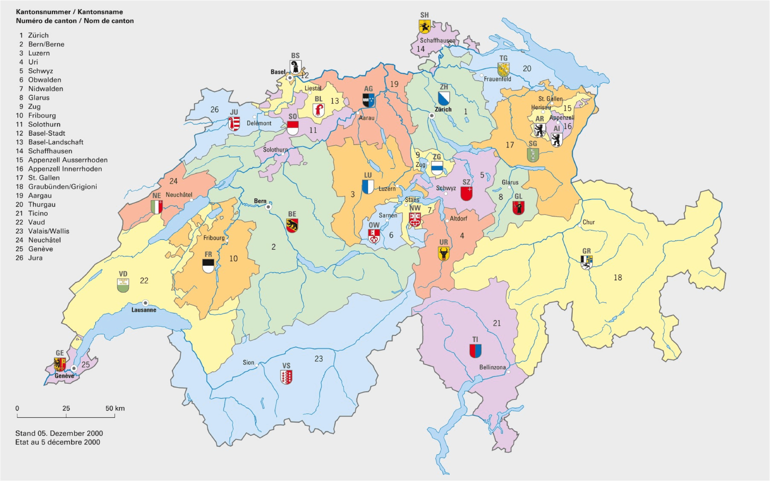 Word-Dokument Schweizerkarte mit Kantonen