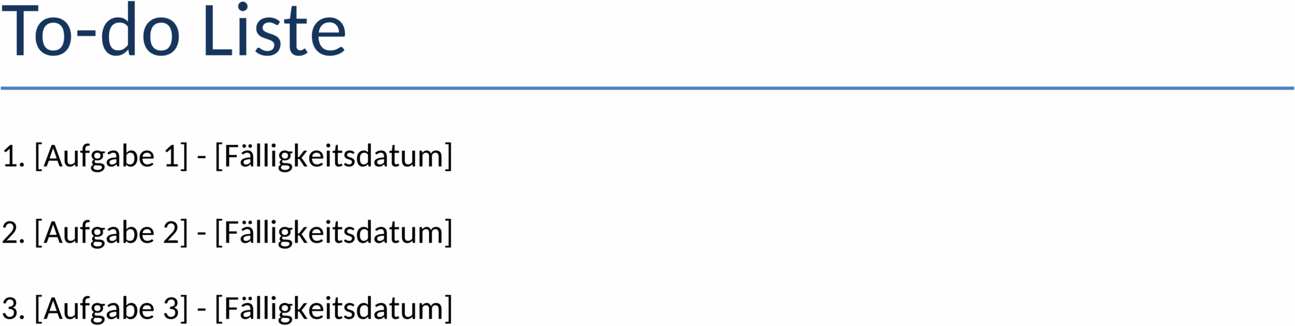 Word-Dokument To-do-Liste für Aufgabenverwaltung