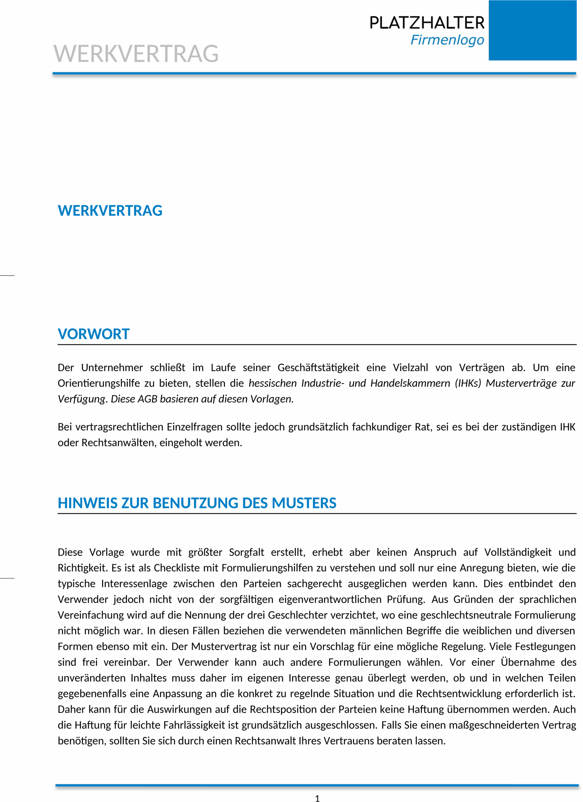Word-Dokument Werkvertrag: Struktur und Anwendung