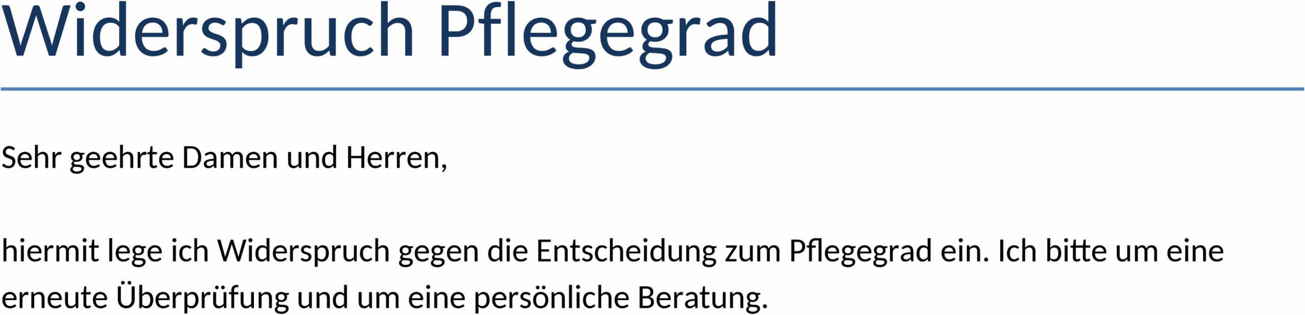 Word-Dokument Widerspruchsvorlage Pflegegrad