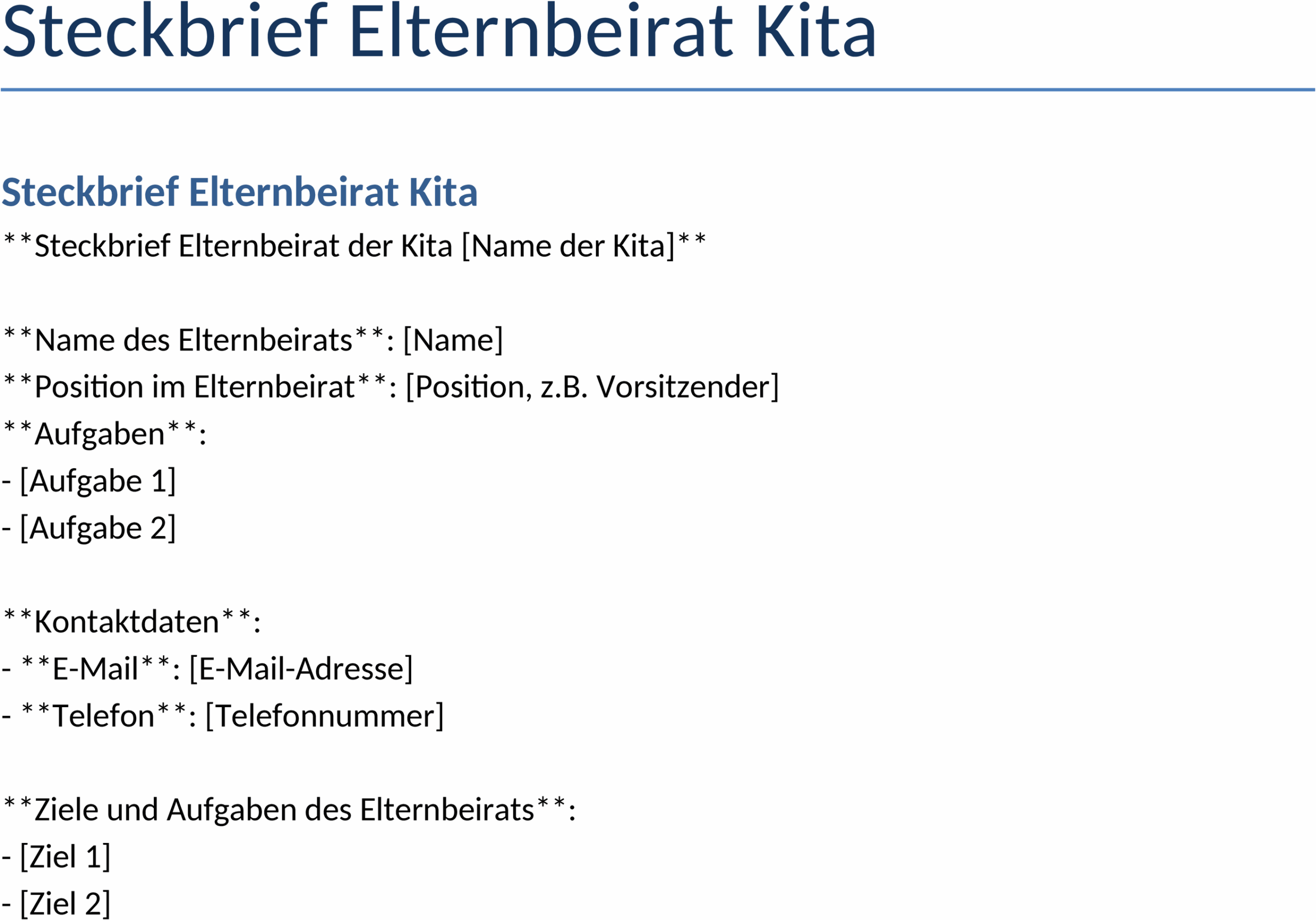 Word-Dokument zum Elternbeirat in der Kita