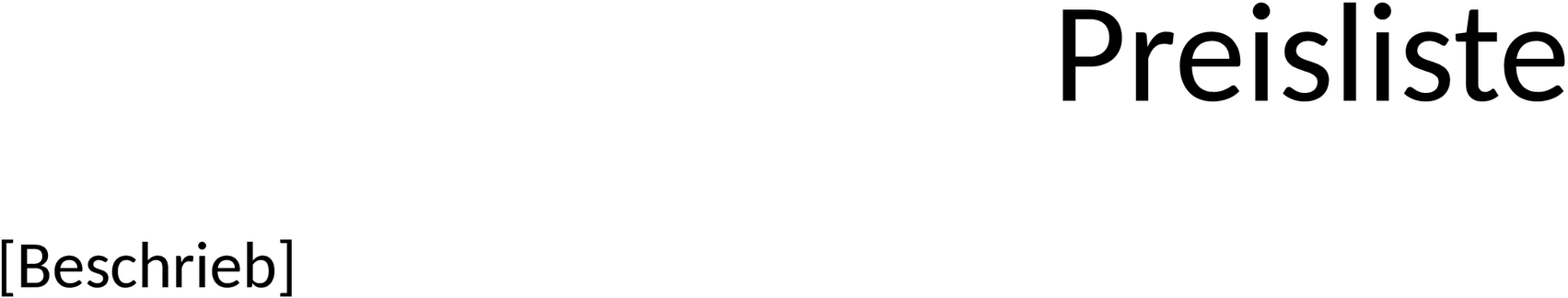 Word-Dokument zur Erstellung einer Preisliste