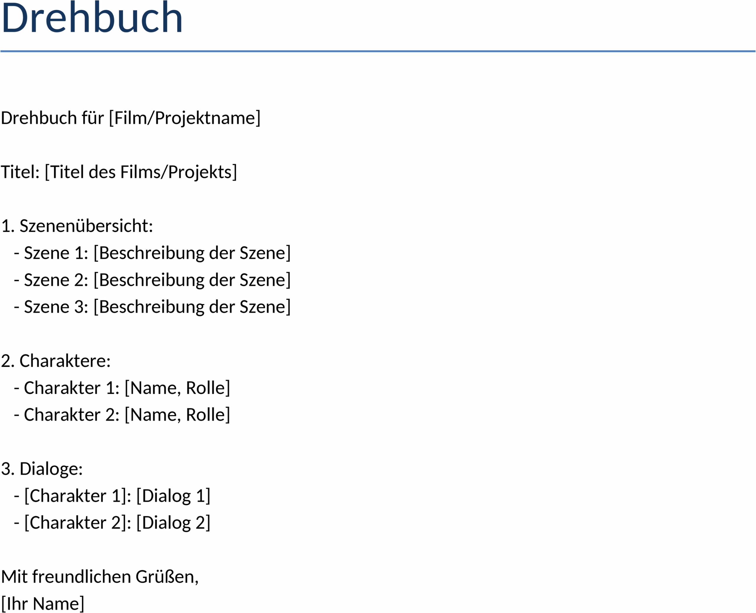 Word-Drehbuch-Template für Kreative und Profis