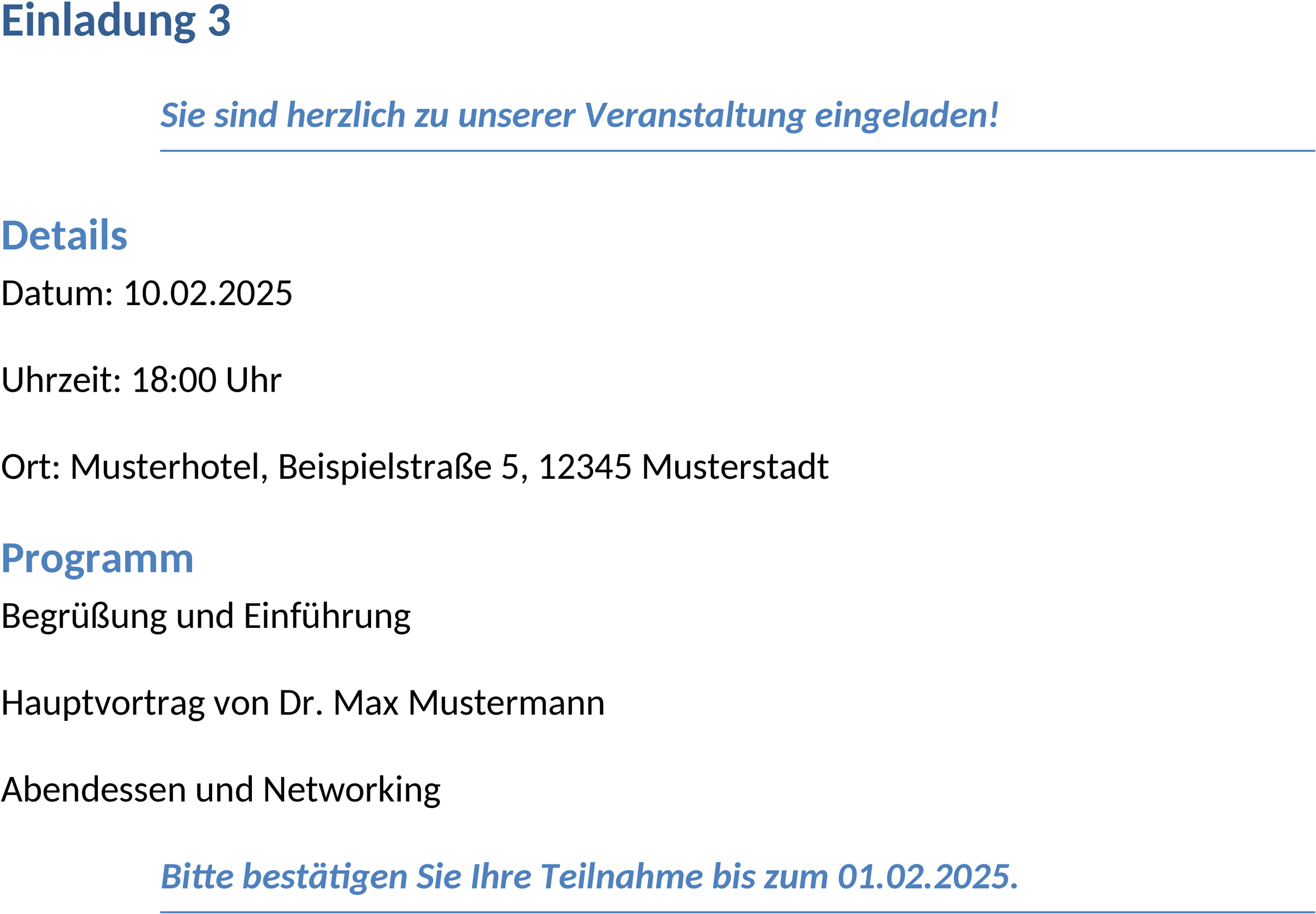 Word Einladungsvorlage für Vielseitige Anlässe