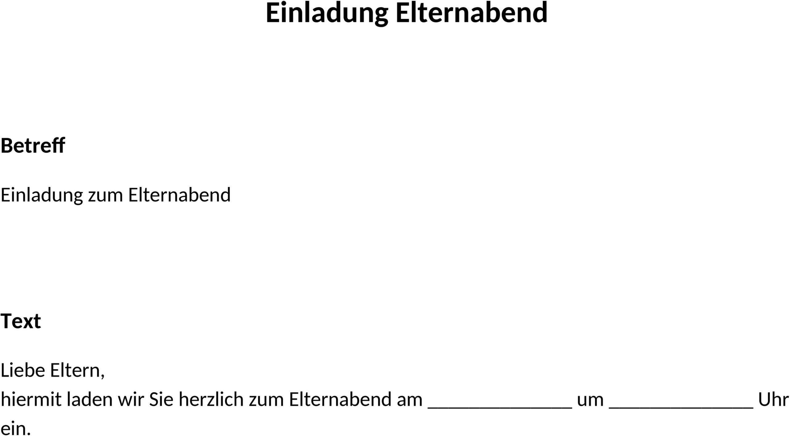 Word-Einladungsvorlage für Elternabende