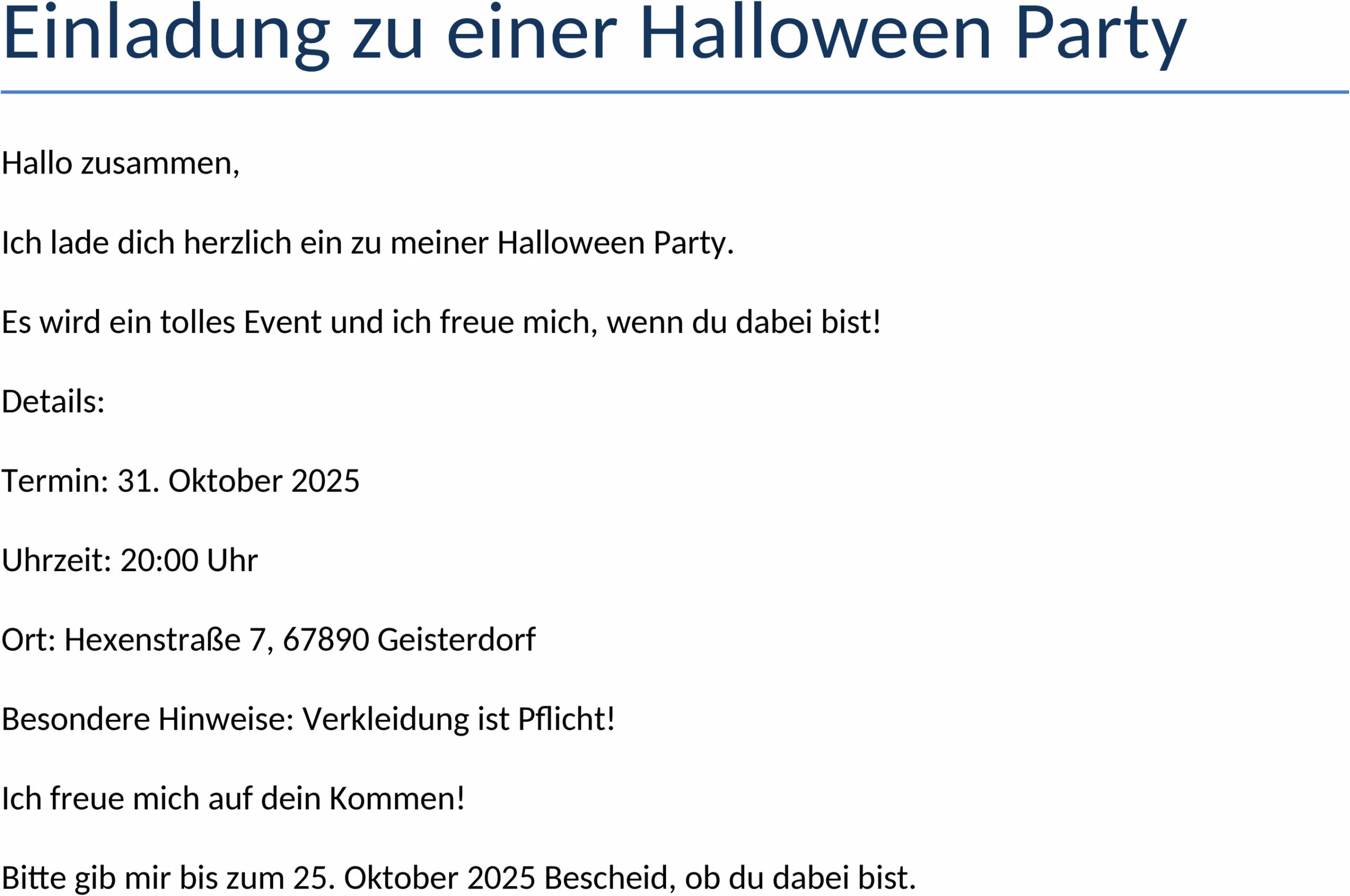 Word-Einladungsvorlage für Halloween