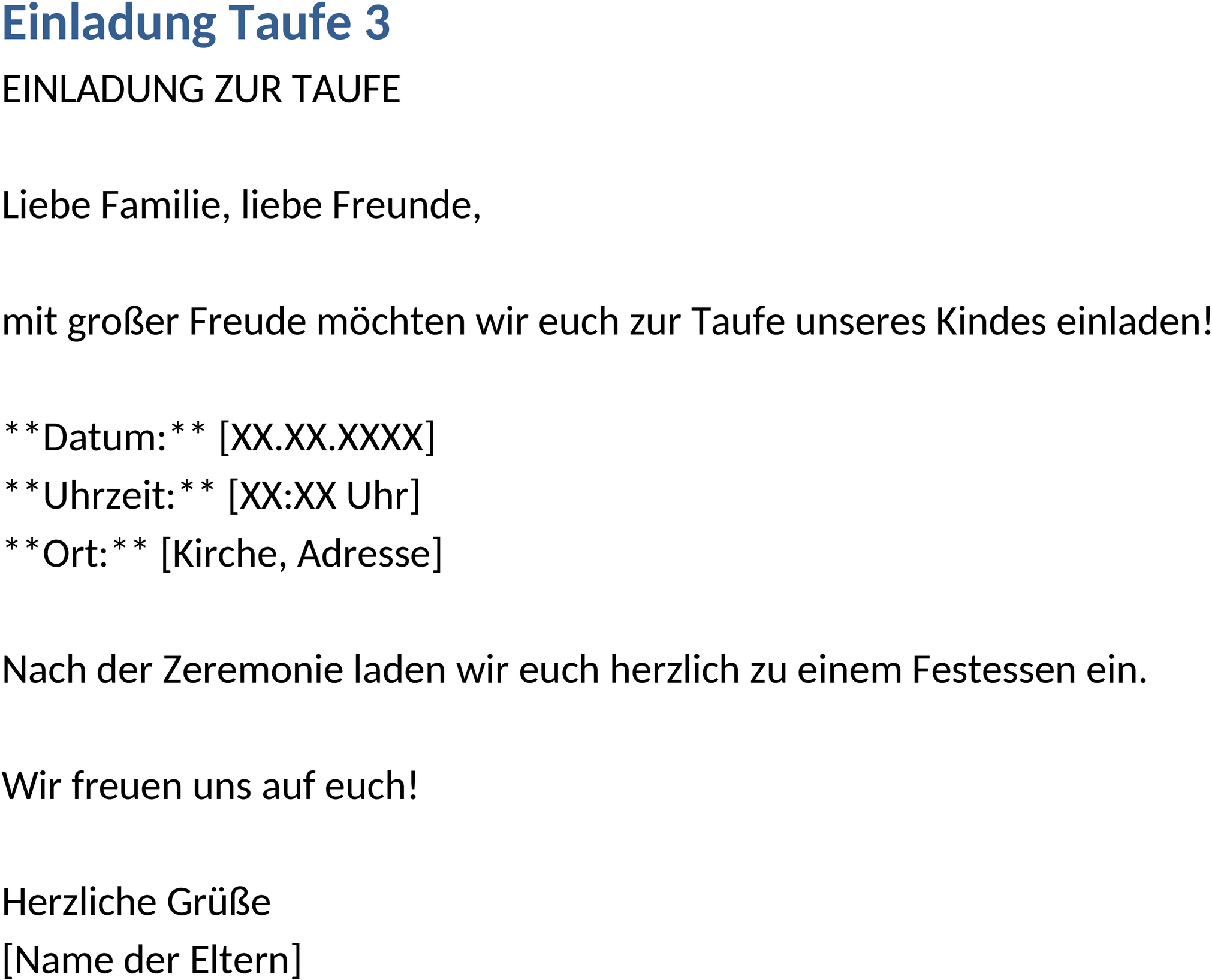 Word Einladungsvorlage Taufe
